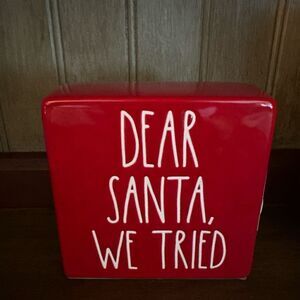 🎅🏻Rae Dunn Dear Santa, We Tried Red and White Ceramic Home Decor New🎄